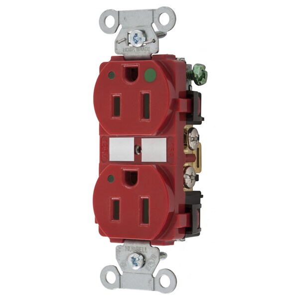 Straight Blade Receptacle, 5-15R, 15 A, 125V AC, 2 Pole, 3 Wire, Grounded